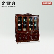 Hedgehog Purple Sandalwood Da Vinci 08 Four Doors Wine Cabinet Eurostyle Palace Wine Closet Red Wine Display Case of Elegant Red Wood Furniture