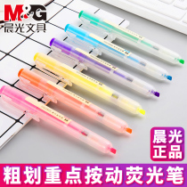 Morning light color highlighter Flavor series Student marker pen 6-color scented candy color set of marker pen color pen Rough stroke key set Japanese and Korean small fresh key press highlighter