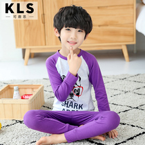 Boys autumn clothes and trousers set children cotton underwear warm long sleeve cotton pajamas medium and big children thin autumn and winter baby