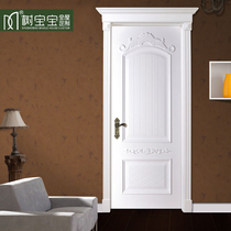 Eurostyle carved wooden door solid wood bedroom door flat open with Roman column styling baking lacquered interior door with door head customizable