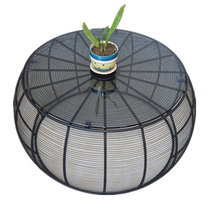  Nordic tempered glass round coffee table LOFT industrial style creative sofa wrought iron table art living room simple and modern