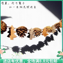 Christmas decorations Christmas Tree Mini Rattan ring Berries Santa Claus Pine cones Dried flowers Wreath hanging DIY decoration