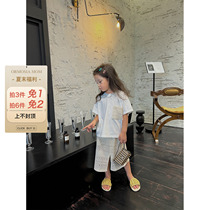 3M1 Childrens Clothes Vacation Wind Girls Suit Childrens Summer Baby Short-sleeved T-Shirt Skirt Two-piece Summer Dress