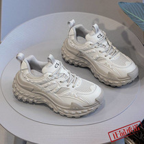 Hong Kong real leather daddy shoes 2022 new Han edition thick sole retirement sneakers in tide autumn female shoes