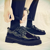 Paint-leather panel shoes summer Korean edition trend men casual shoes with fast hands red mirror leather shoes male tide shoes