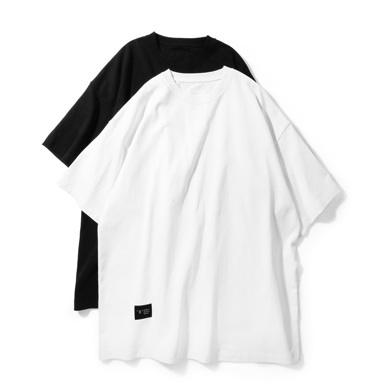 Hiddenhand Double Quotes Style Japanese Men's Short-Sleeve Versatile T-Shirt Round Neck Loose Trendy Brand Simple White T-Shirt