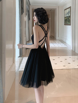 Dress Small Evening Dress Women 2021 New Temperament Party Birthday Party Black Sexy Backless Dress