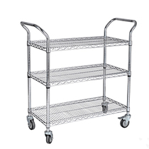  Shenzhen chrome-plated wire mesh shelf household workshop turnover car Metal material car double armrest anti-static trolley