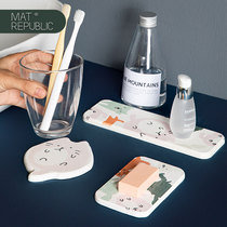 (Diatom mud floor mat) creative cartoon bathroom diatomaceous earth mat wash table soap coaster absorbent mat