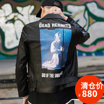 Haining Locomotive Leather Mens Leather Tide Brand Handsome Street Hip Hop Youth Leather Jacket