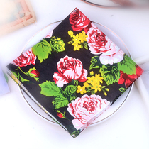 Black peony printed paper safflower green leaf placemat paper cup flower paper party paper mouth cloth color placemat paper hotel banquet paper