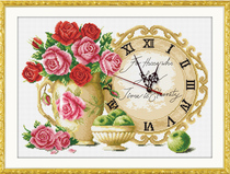 Cross embroidered self-embroidered clock 2022 new line embroidered clock livingroom hand embroidered small pieces time living-room to hit hair time