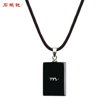 Stone 12 Constellation Necklace Pearl Beatles Black Agate Pendant Couple Jewelry Souvenirs Gift Men and Women