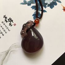 Natural chalcedony money bag pendant pendant fashion short collarbone necklace female Mothers Day gift