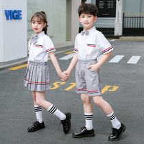 Yinglun Wind School Clothing Suit Elementary School Students Summer Graduation Photos White Shirts Kindergarten Garden Clothes Summer Clothing Graduation Season class