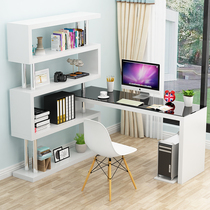 Desktop rotating computer desk Simple modern corner desk Bookshelf combination desk Household bookcase writing desk