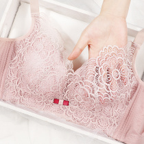 Underwear womens summer ultra-thin bra without steel ring big chest small bra gathering adjustment type bra