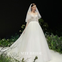  (Spinning of pearls)wedding dress 2021 new bride female Korean temperament Sen super fairy dream one-shoulder wedding dress