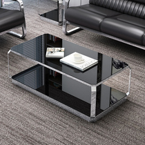 Stainless steel tea table tempered glass office small table tea table simple iron art tea table living-room home small family type