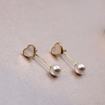 Front and back with simple shell love pearl earrings sterling silver earrings long earrings light gold European and American cold women