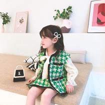 Hong Kong Korean childrens clothing autumn new style Xiaoxiang style girls all-match vest foreign style skirt suit
