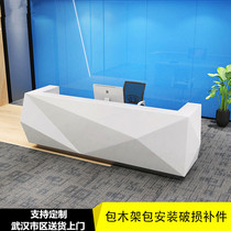 Modern special-shaped paint front desk bar table simple company office education training beauty salon diamond reception desk