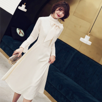 Champagne small evening dress women can usually wear banquet temperament long sleeve noble birthday engagement dress long