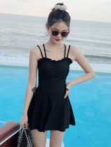 Swimsuit woman conservative small man fashion suspender swimming pool beach skirt hot spring skirt one-piece cover belly fairy wind