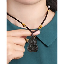 A stone natural ice obsidian peace Xinglong pendant necklace Joker crystal jewelry gift for boyfriend