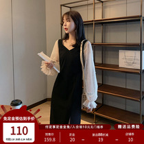 (2 24 new items pre-sold) paid deposit free of charge) Blue language big code mesh yarn splicing one-piece dress