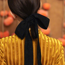 Mao Xiaotong Butterfly Knot Headwear Black Hair Clip Jacquard Fabric New Rear Brain Spoon Card Issuing Banquet Evening Gown Accessories