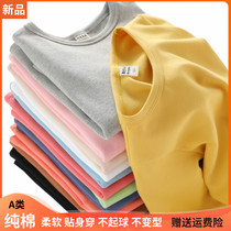 2021 spring and autumn baby with children Base shirt boys cotton long sleeve T-shirt girls white round neck shirt