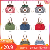 Tricolour patch Anne plaid containing bag original cloth art drawing rope hand holding small bag with mobile phone zero money bag