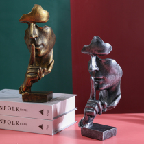Silence is gold Character sculpture model decoration Retro home window office non-courtesy do not look at desktop decorations