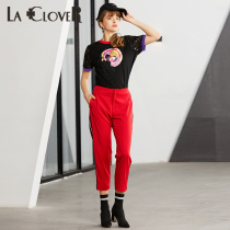 LACLOVER Lace outer wear series striped trim womens home base trousers LC82JM3