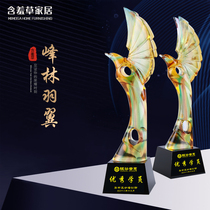 (Fenglin wings)Fired glass trophy custom custom ancient glass lettering medal Annual meeting award