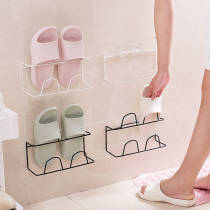 Single layer double layer hole-free creative slipper rack Bathroom moisture-proof and moisture-proof wall hanging household shoe rack