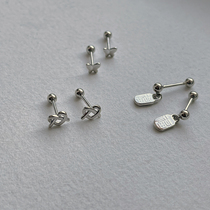 Threaded double head ear nail Tong Body 925 Pure Silver Earbone Ear Accessories Brief Cochlear Earrings Woman Double Earrings Earrings Pendant