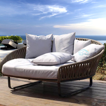 Dihao Xuan outdoor rattan sofa reclining bed rattan leisure balcony rattan chair furniture combination outdoor garden table and chair iron art