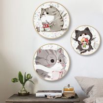 5d Diamond painting full of diamond embroidery cute cartoon cat cross stitch 2018 new living room simple modern triple painting