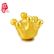 Gold crown transfer beads 3d hard gold for love crowned queen gold crown Passepartout pure gold 999diy bracelet beads