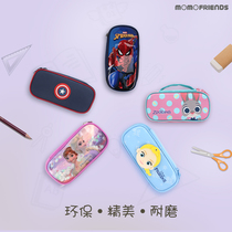 momofriends elementary school stationery box boys and girls 2022 storage double-layer Korean cute school supplies Spider-Man Iron Man Dinosaur Frozen Aisha genuine authorization