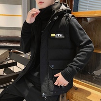 Winter down cotton vest mens loose Korean version of the trend padded jacket vest horse clip hooded warm autumn winter coat