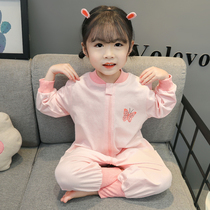 Children Siamese pajamas girls clothing children cotton baby girl Autumn thin long sleeve pa fu autumn