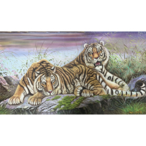 Korean painting animal oil painting auction 1 6 meters first-class painter Li China-Japan Crouching Tiger Collection