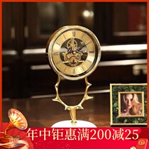 European-style deer head seat clock living room desktop clock decoration American creative light luxury large mute table clock desktop clock