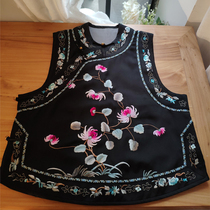 Yiyijias homemade black Chinese cheongsam vest embroidery flowers Qing Dynasty style jacket cotton jacket autumn and winter