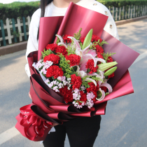 Mothers Day flowers send mom Cornells lily bouquet true Tongcheng to Shandong Qingdao City Huangdao Mountain area