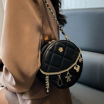 This year Pop Pack Bag Women Summer 2023 New Tide Small Round Bag Advanced Texture Small Crowdpack Chain Slanted Satchel