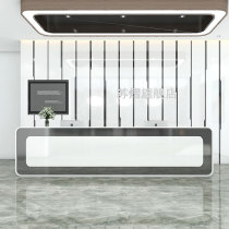 Brief Modern Roast Lacquer Front Desk Hotel Mall Consultation Desk White Clubhouse Reception Desk Company Front Desk Customize
